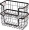 Stackable Metal Wire Rectangular Storage Basket Set (Black) 6.4"D x 12.2"W x 5.6"H